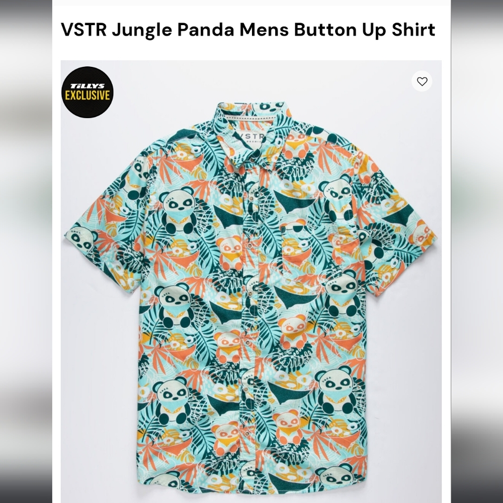 VSTR Jungle Panda Men's Button Up Shirt - Multicolor XL